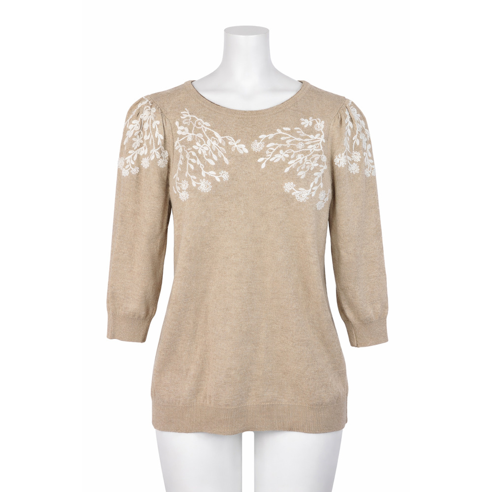 Rain + Rose Embroidered Sweater Boho Cottagecore Angora Blend S